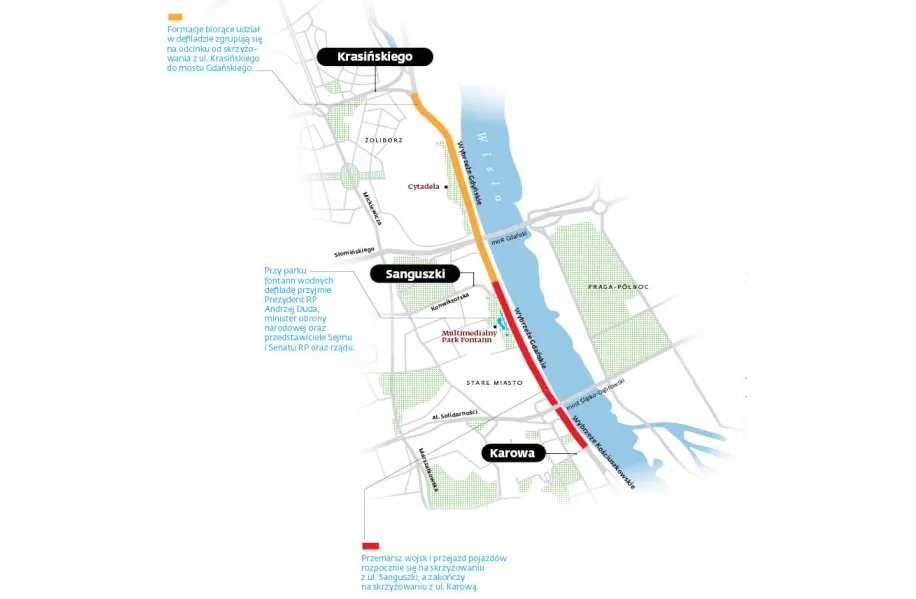Mapa defilady wojskowej