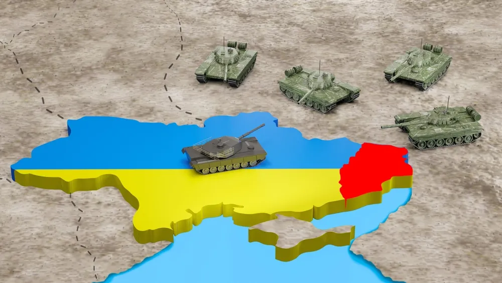 Russia-ukraine,Tensions,Escalate,At,Donbass,Region,Border,,,3d,Rendering.