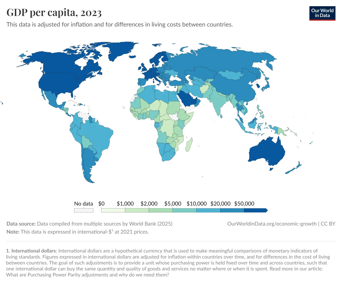 PKB per capita na świecie.