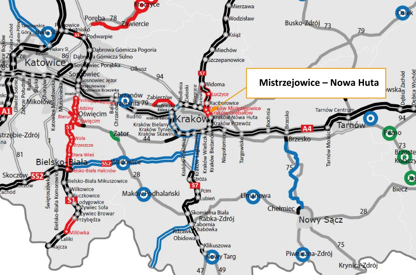 S7 - Mistrzejowice – Nowa Huta