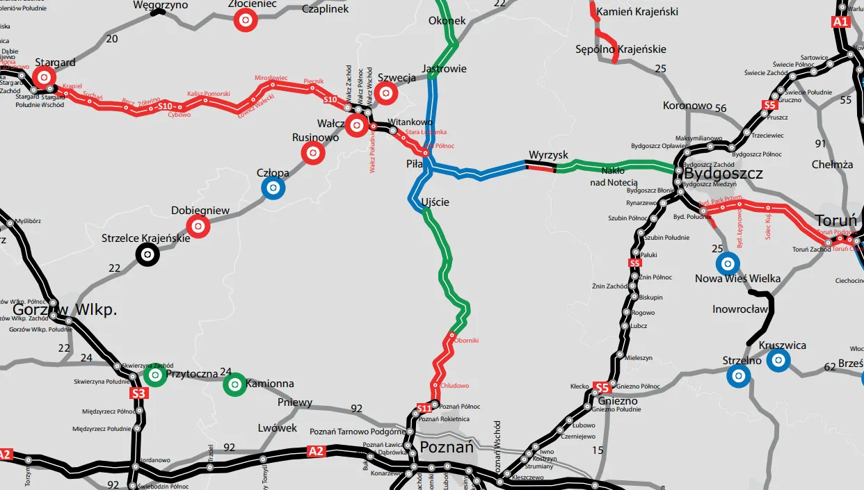 Mapa przyszłej trasy S11