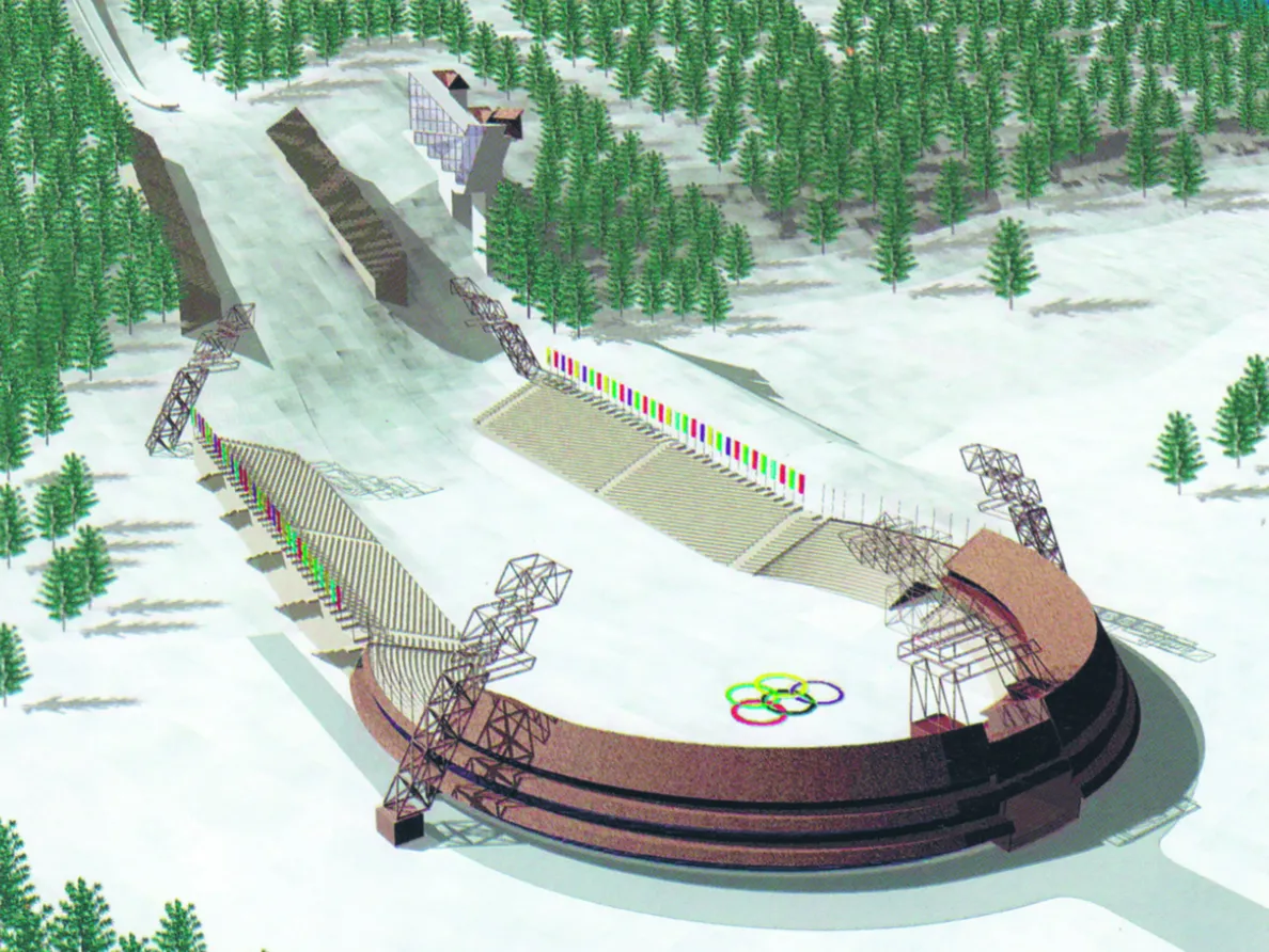 To wizualizacja skoczni narciarskiej przygotowana w latach 90., gdy Zakopane starało się o organizację zimowych igrzysk w 2006 roku