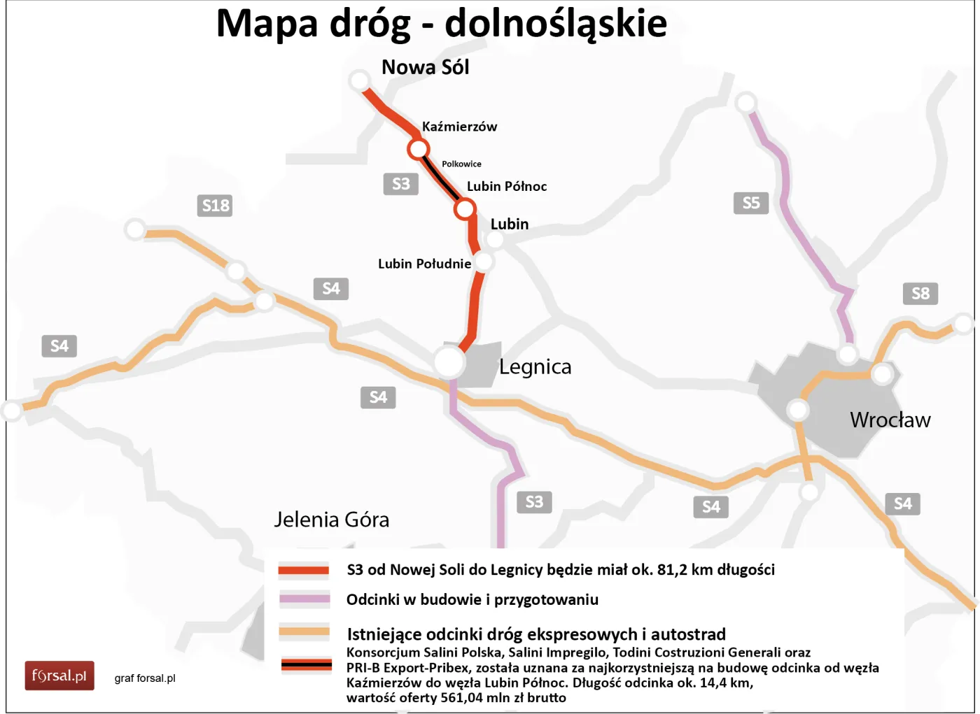 Konsorcjum Salini wybuduje odcinek S3 za 561 mln zł [MAPA]