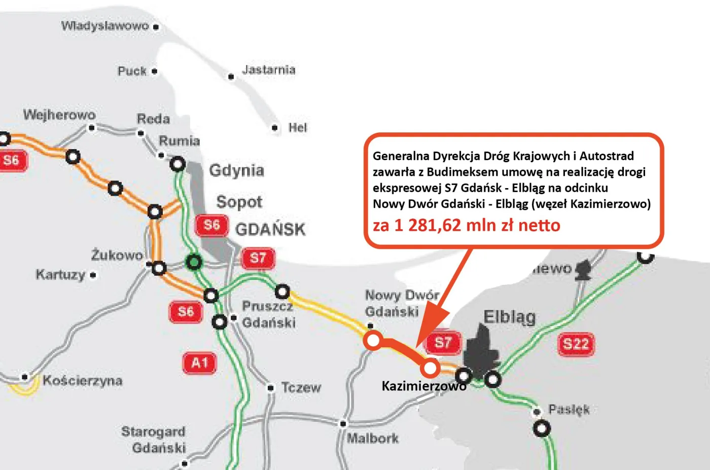 Ponad 3 mld zł za dwa odcinki S7 z Gdańska do Elbląga. GDDKiA podpisała umowy [MAPY]