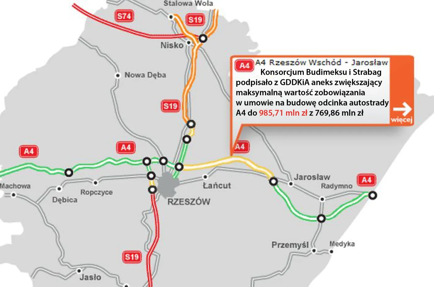 Konsorcjum Budimeksu ma aneks do umowy na budowę odcinka autostrady A4 