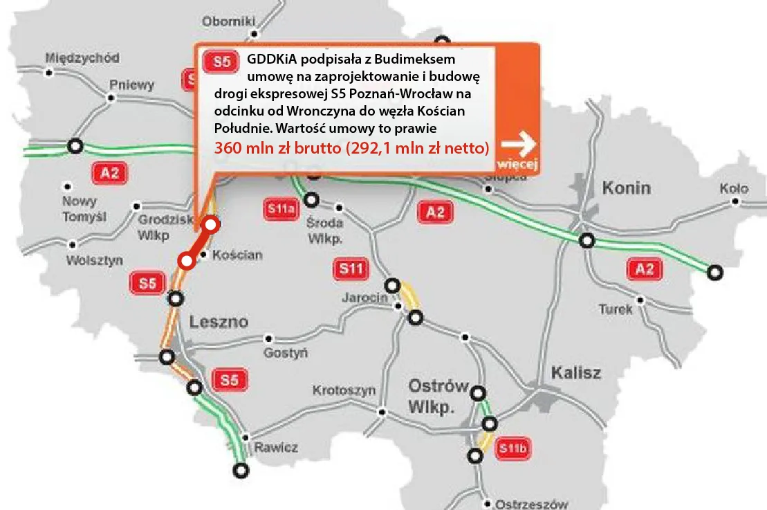 Odcinek S5 w woj. wielkopolskim za ok. 360 mln zł. Umowa podpisana [MAPA]