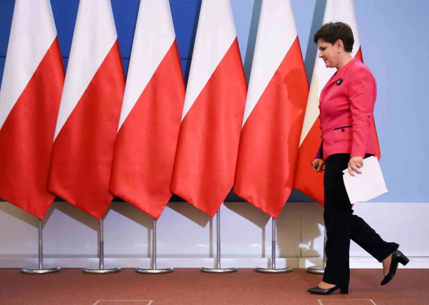 Premier Beata Szydło, 28 bm. w KPRM podczas konferencji prasowej dotyczącej dwudniowego posiedzenia Rady Ministrów i rekonstrukcji rządu. (cat) PAP/Paweł Supernak 