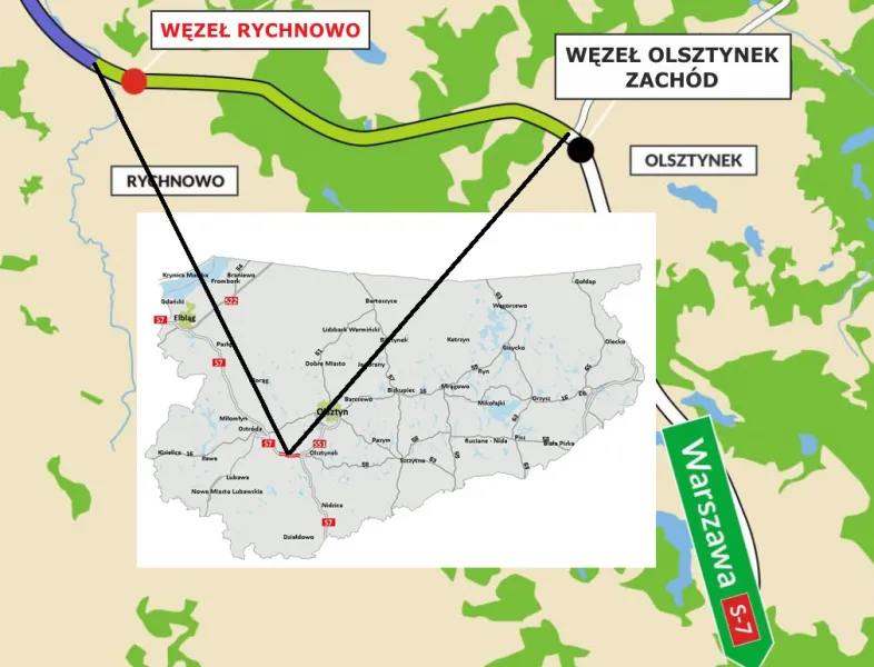 Powstał kolejny fragment trasy S7. Oddano do użytku odcinek Rychnowo - Olsztynek [MAPA]