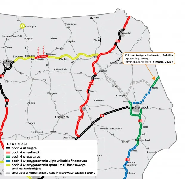 Via Carpatia: GDDKiA zarejestrowało siedem ofert w przetargu na odcinek S19 Kuźnica-Sokółka