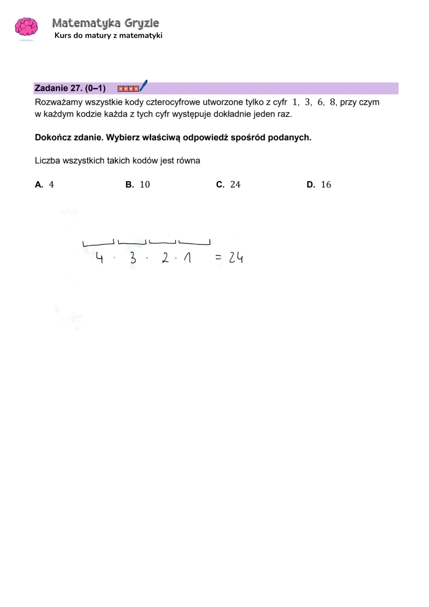 Matura 2024. Matematyka - poziom podstawowy [ARKUSZE CKE i ODPOWIEDZI] 27