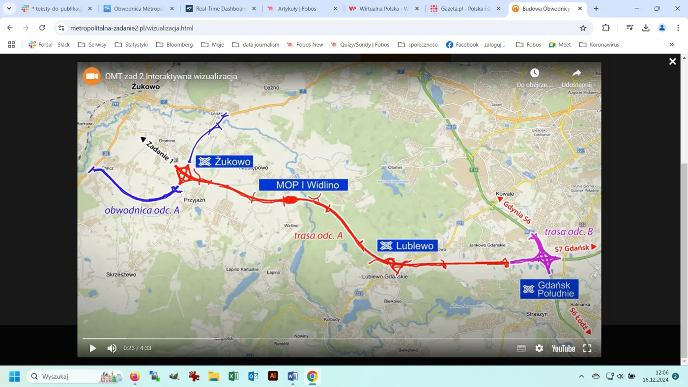 Żukowo - Gdańsk Południe - mapa