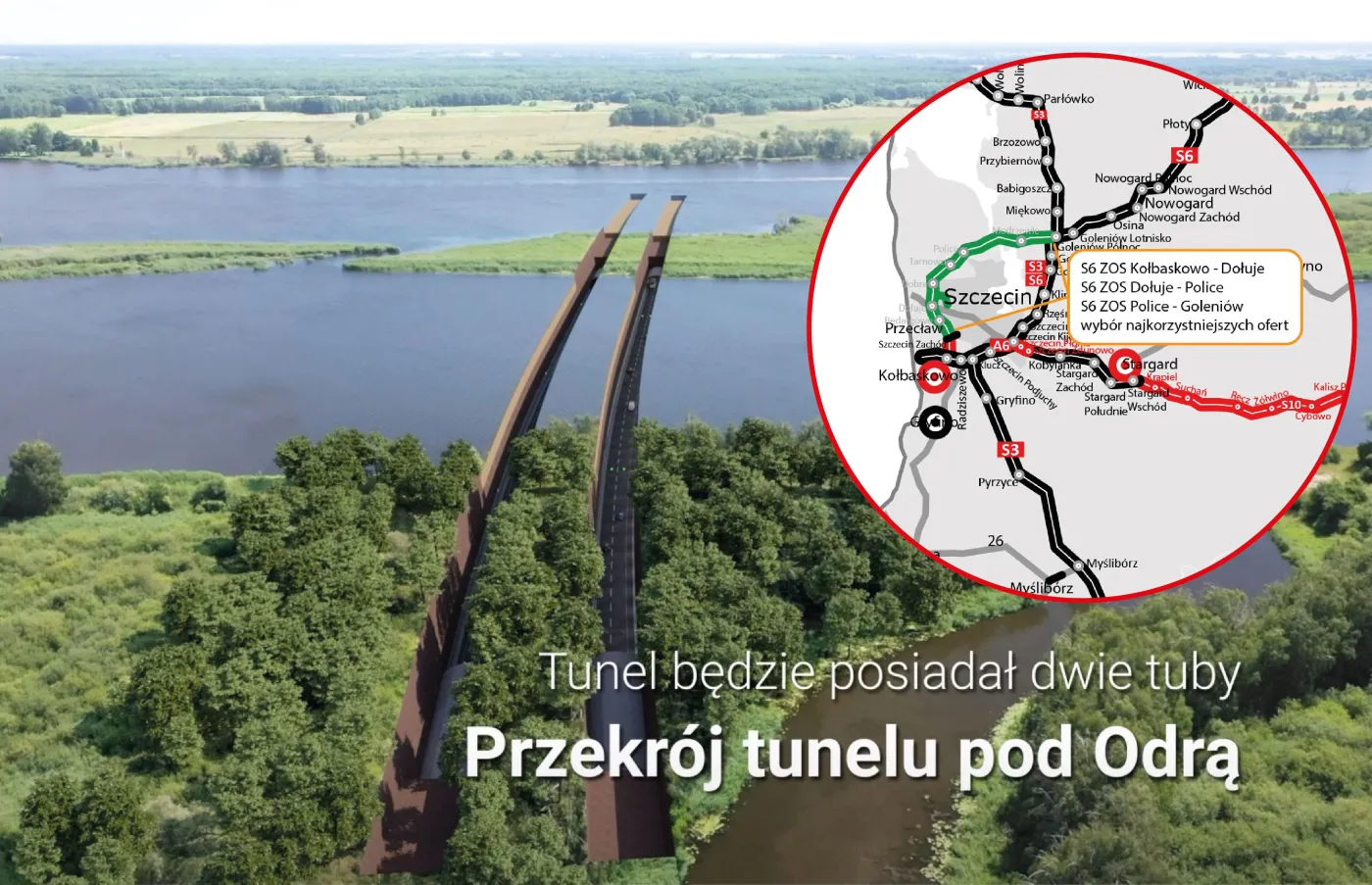 Ring wokół Szczecina i tunel pod Odrą. Wiadomo, kto wybuduje Zachodnią Obwodnicę Szczecina [MAPA]
