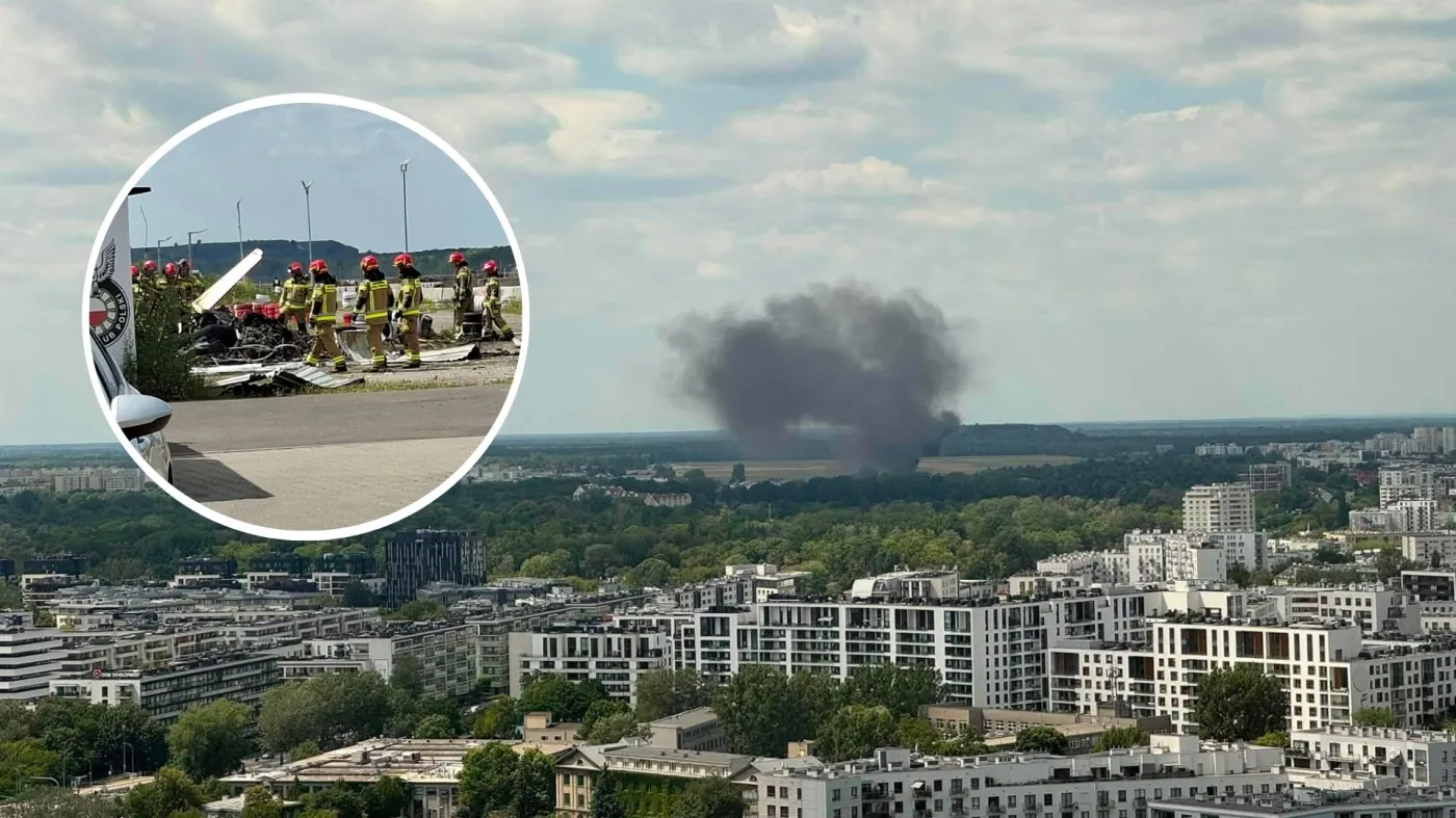 Widok z wypadku w Warszawie