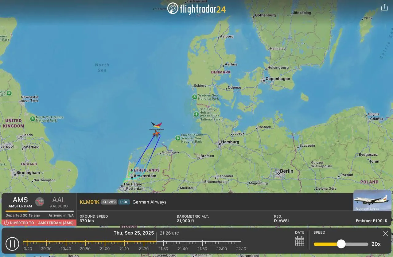 Dania na serwisie flightradar