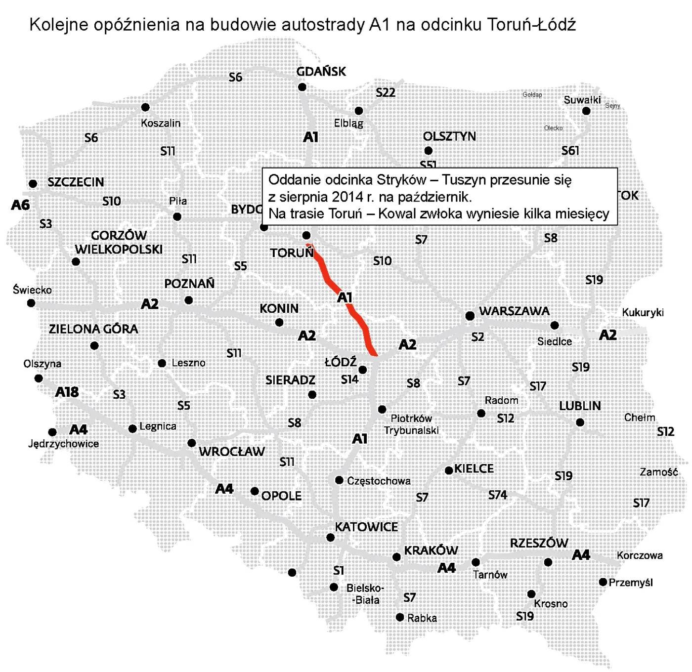 Kolejne opóźnienia na budowie autostrady A1