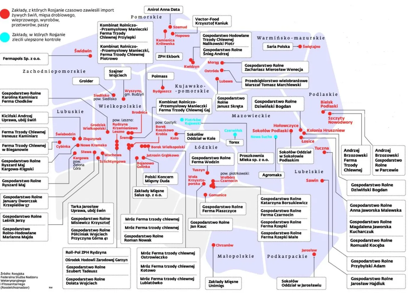 Ponad 60 zakładów nie może już wysyłać swojego towaru do Rosji