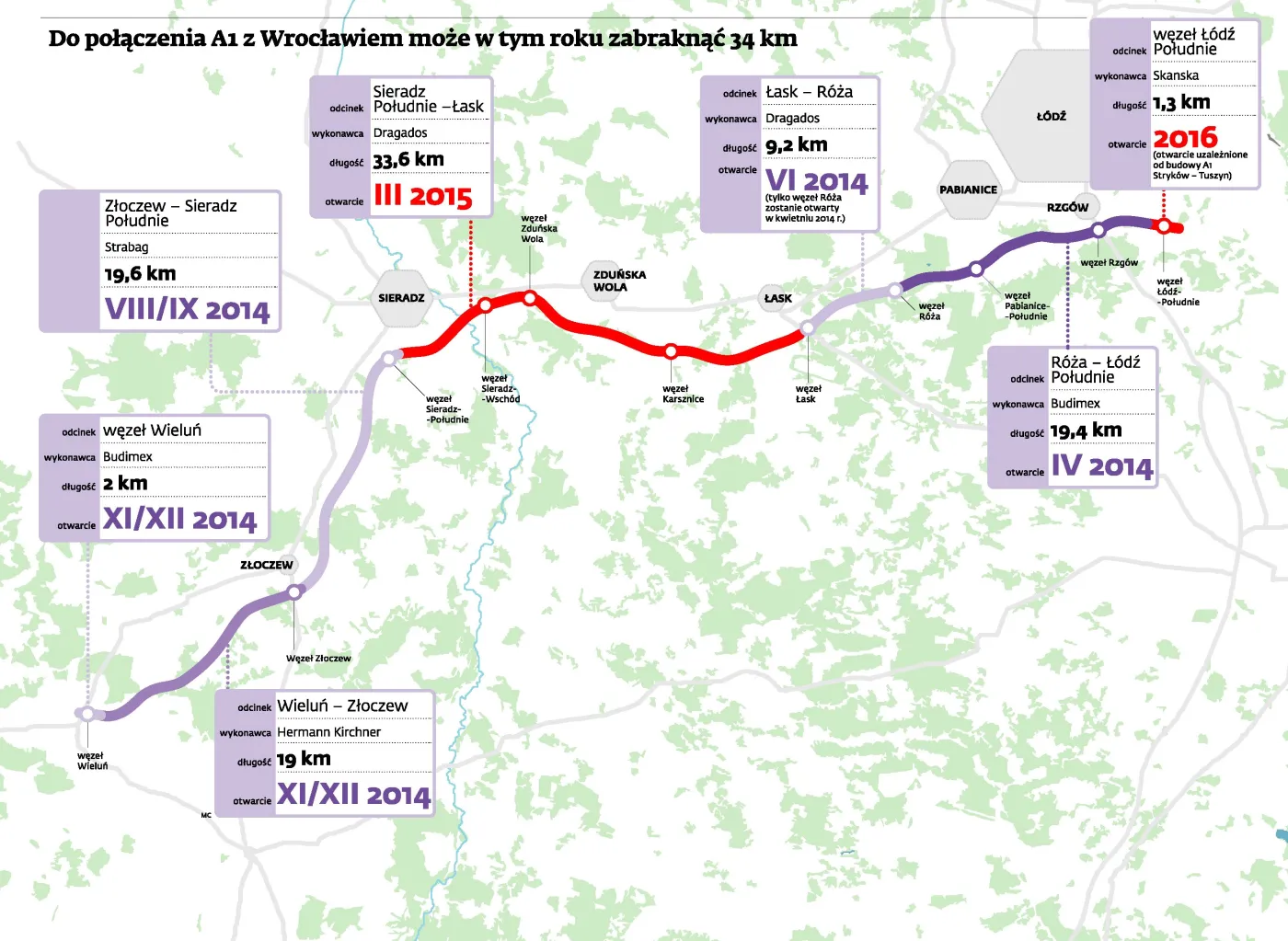 Ekspresówka z Wrocławia do Łodzi: pierwsze otwarcia przed Wielkanocą [mapa]