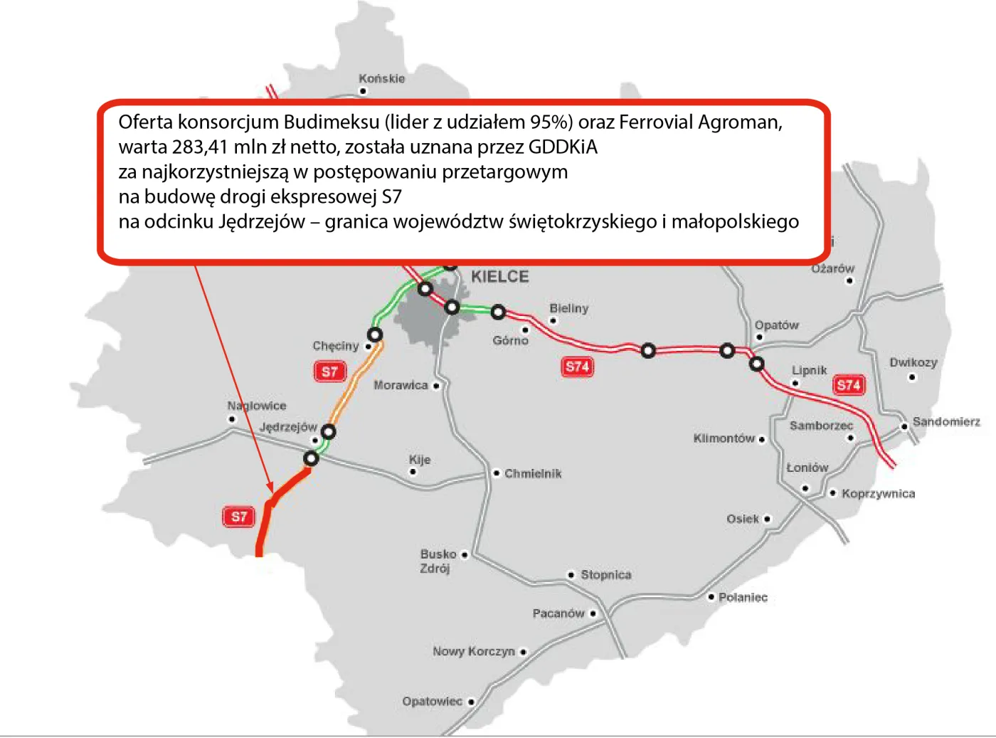 Budimex zbuduje odcinek drogi ekspresowej S7 koło Jędrzejowa (MAPA)