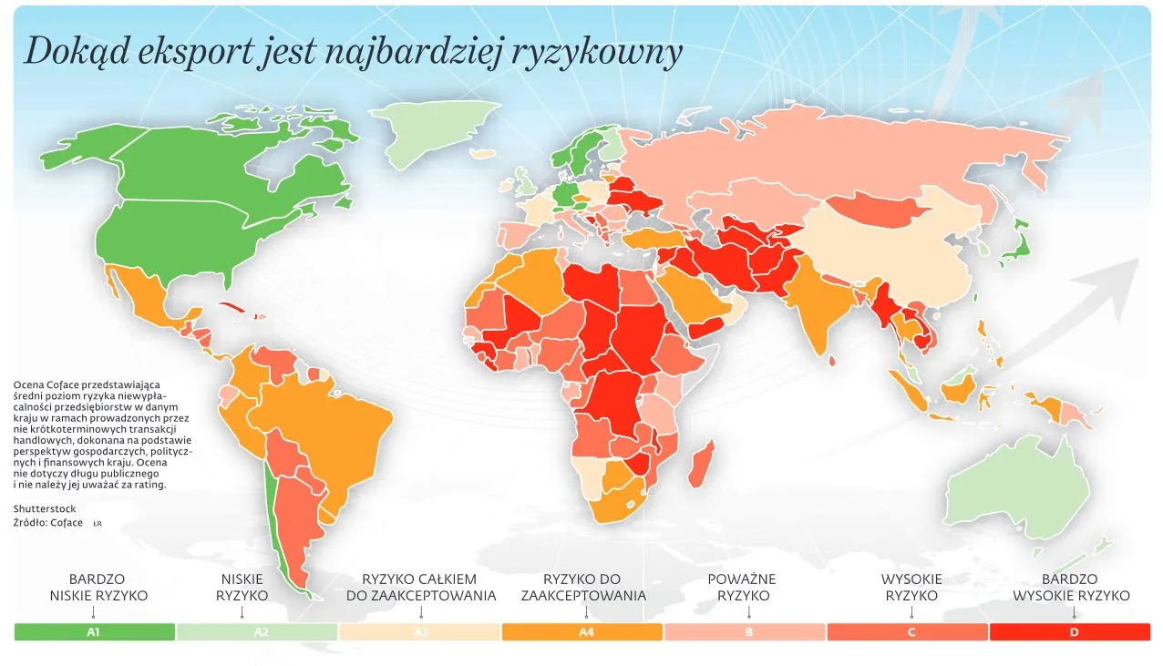 Oto kraje, do których eksport jest najbardziej ryzykowny [MAPA]