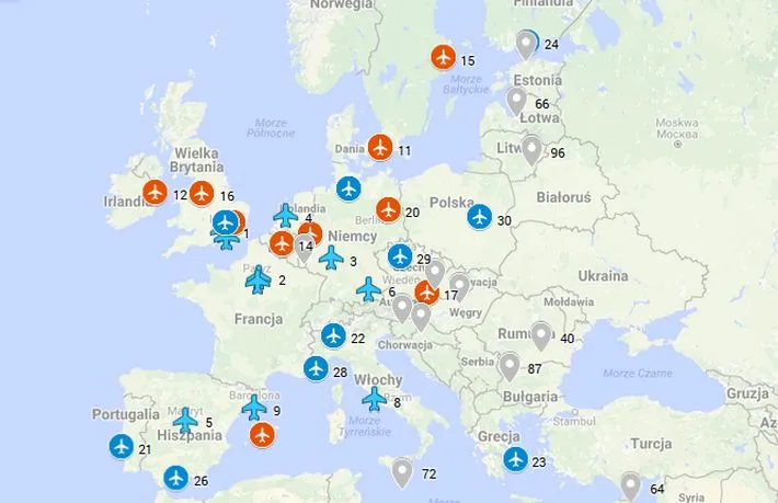 Polska wśród europejskich liderów wzrostów. Ruch lotniczy w Europie jest coraz większy [MAPA]