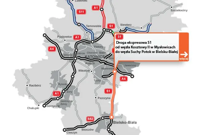 Jak będzie wyglądać droga S1? GDDKiA zamawia koncepcję programową dla 40 km tej trasy [MAPA]