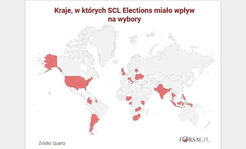 Firma-matka Cambridge Analytica miała wpływ na wybory na całym świecie [MAPA]