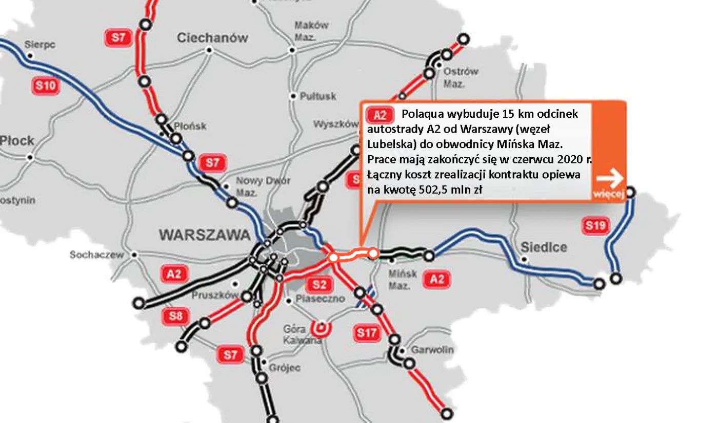 Autostrada A2 idzie dalej na wschód od Warszawy. Dziś ruszyły prace [MAPA]