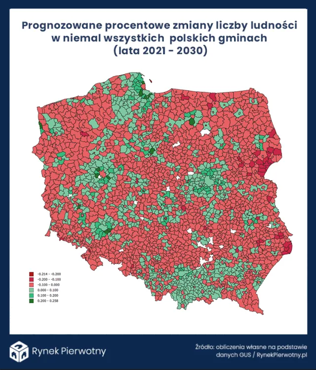 Demograficzna przyszłość Polski. Gdzie ubędzie najwięcej mieszkańców? [MAPA]