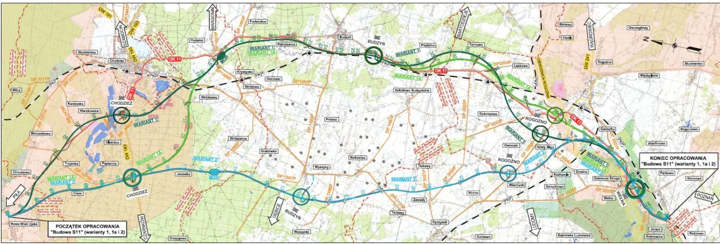 Odcinek S11 Ujście - Oborniki - plan