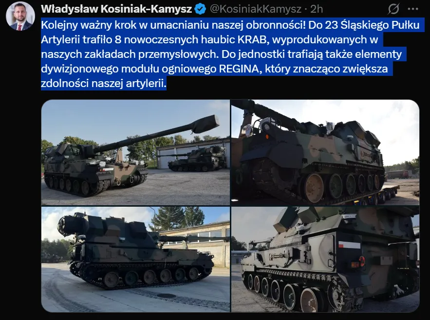 O dostawie poinformowano na x.com