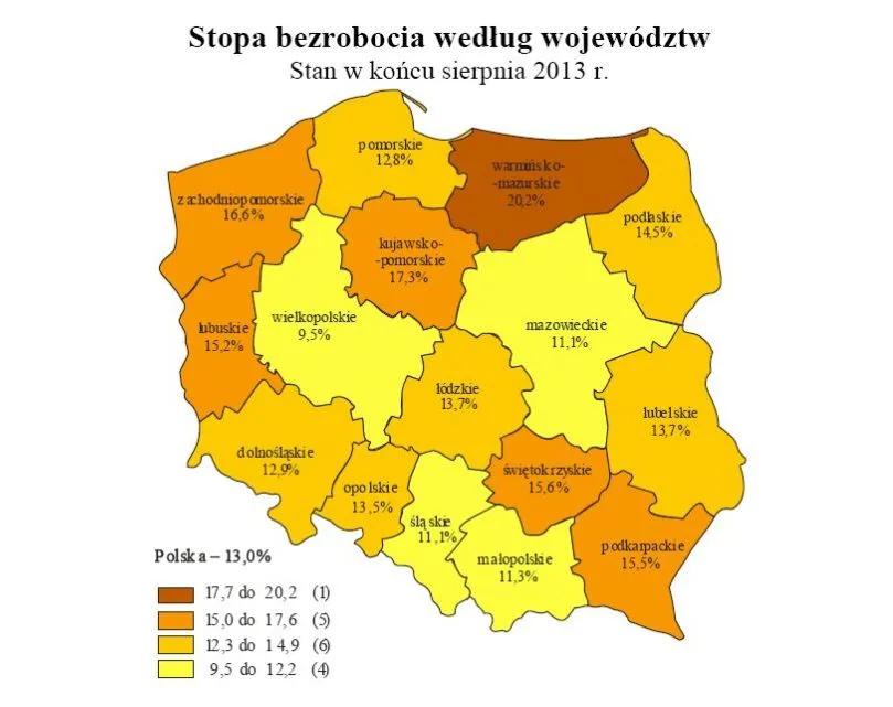 Mapa bezrobocia w Polsce: zobacz najnowsze dane GUS