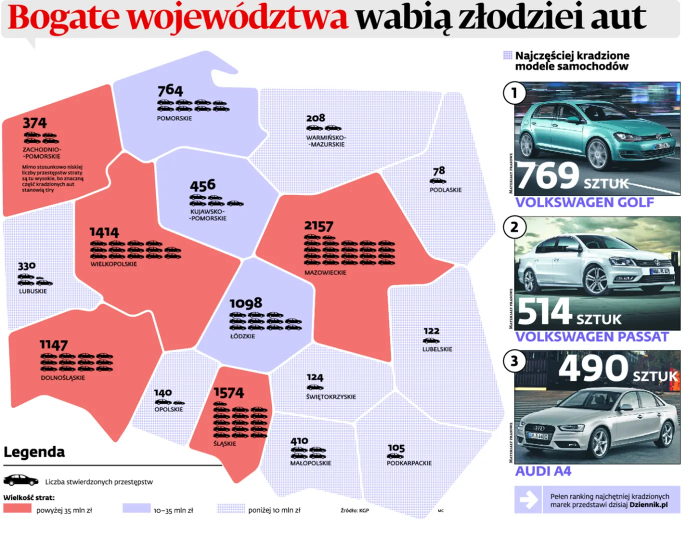 Mapa kradzieży samochodów w Polsce: bogate regiony wabią złodziei