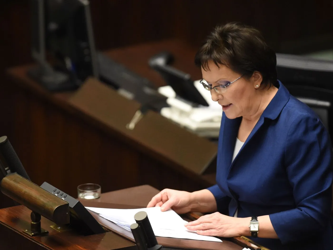 Premier Ewa Kopacz wygłasza swoje expose w Sejmie. PAP/Radek Pietruszka