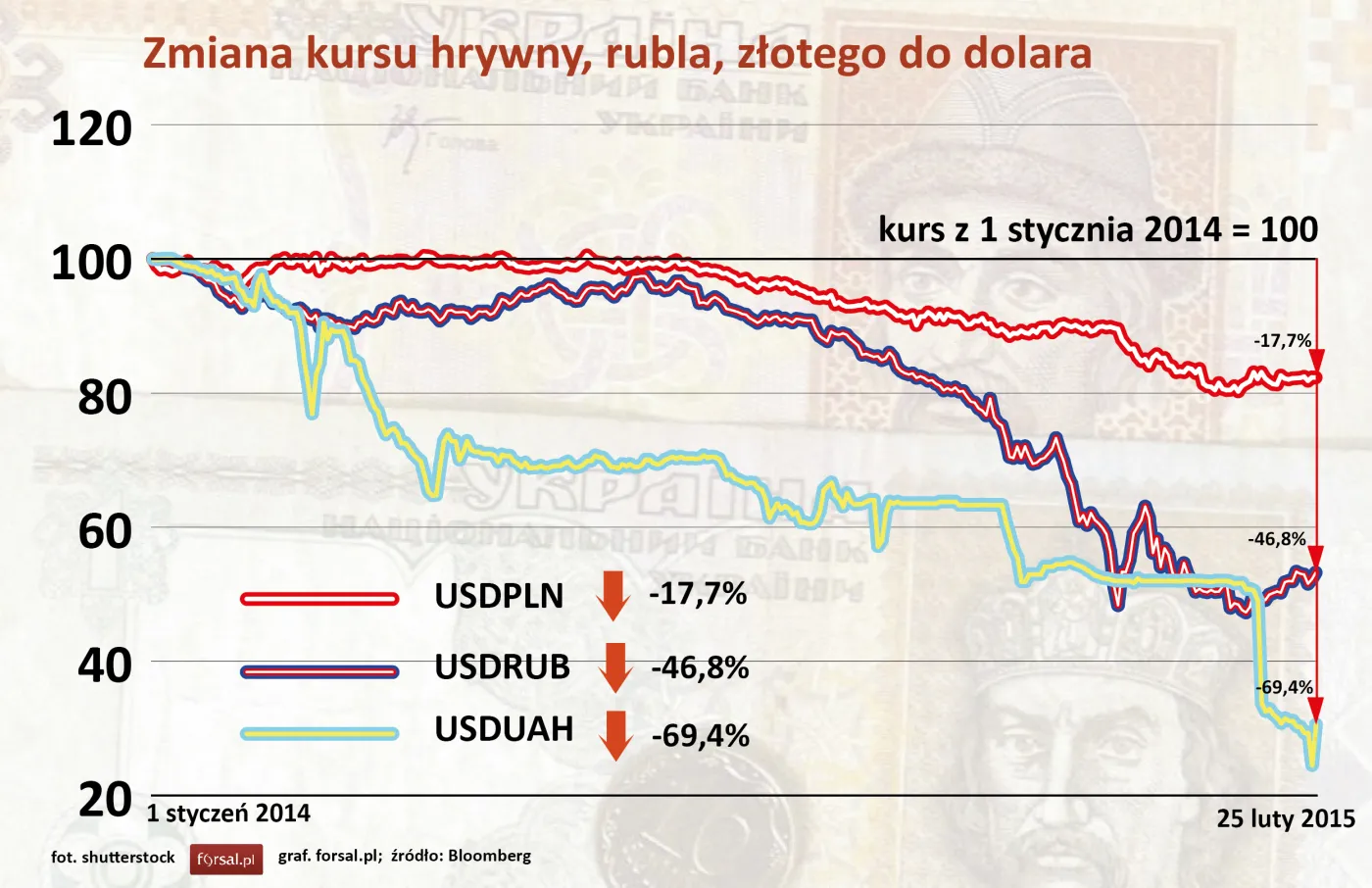 Gospodarka Ukrainy na krawędzi. Kurs hrywny wymyka się spod kontroli