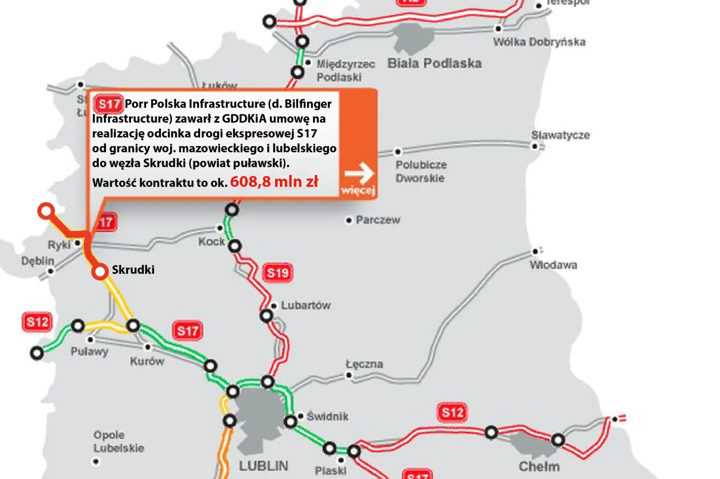 Porr PI ma umowę na odcinek S17 w lubelskim za 608,8 mln zł