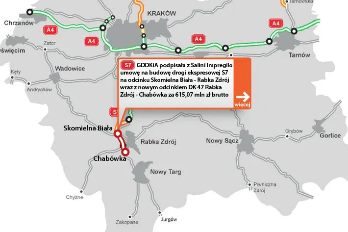 GDDKiA podpisała umowę na budowę kolejnego odcinka "Zakopianki" [MAPA]