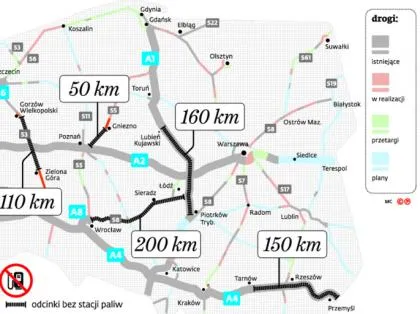 200 km bez stacji benzynowej. Oto paliwowe czarne dziury na mapie dróg