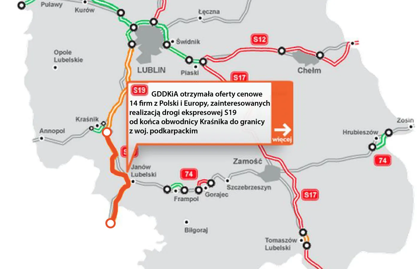 Kto wybuduje 33-km odcinek trasy S19? O przetarg walczy 14 firm [MAPA]