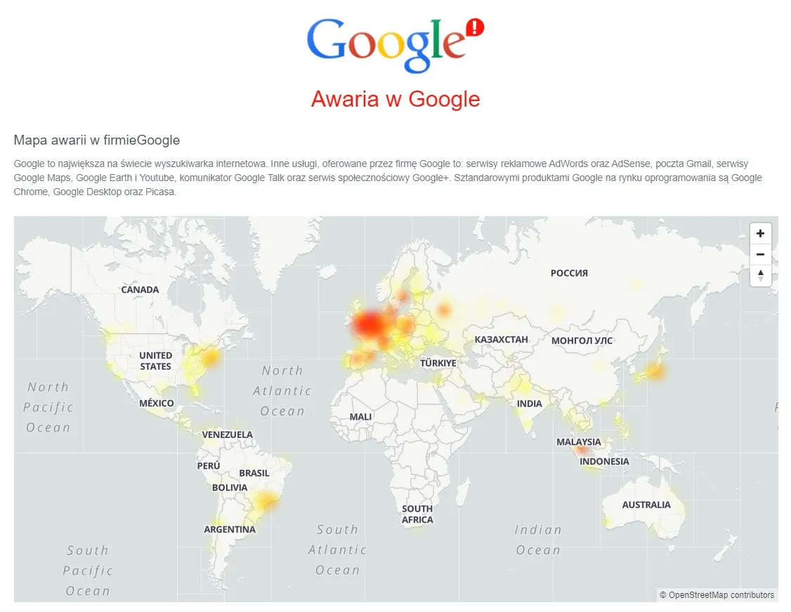 Wielka awaria Google’a. Padł m.in. Gmail, YouTube, Discord i Stadia