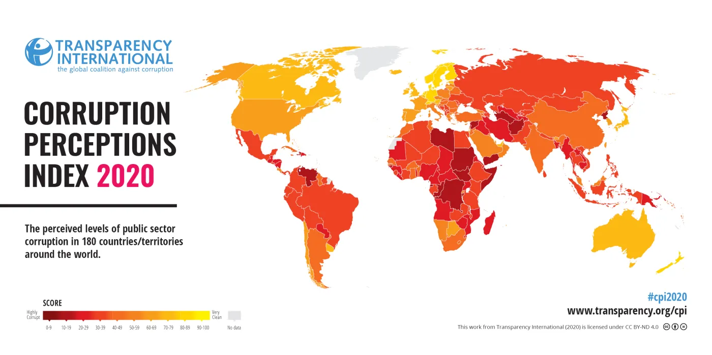 Pandemia zwiększyła skalę korupcji na świecie, w Polsce też. Oto dane za 2020 rok [MAPA]