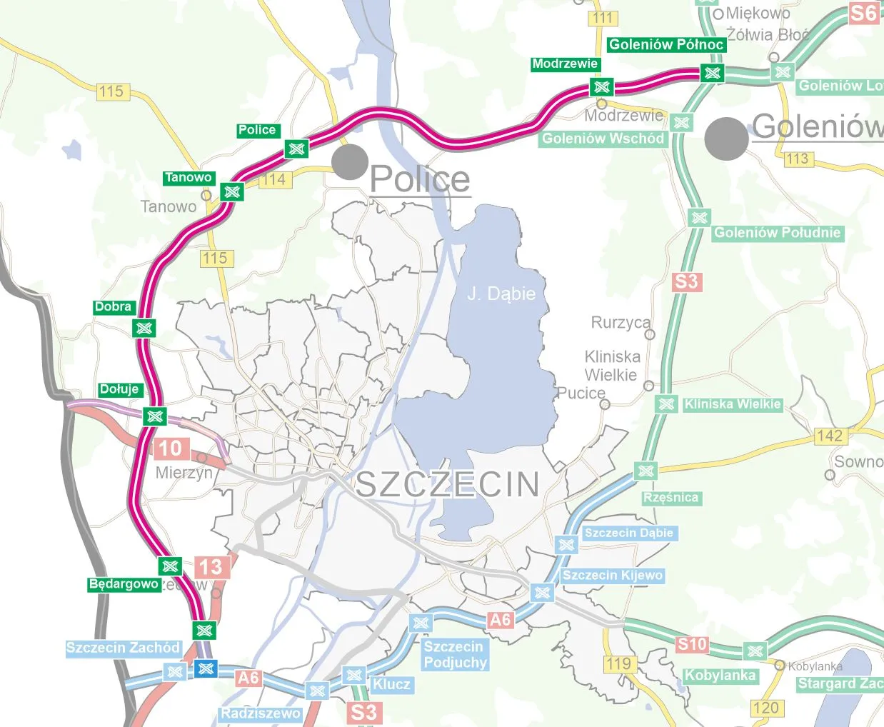 Zachodnia Obwodnica Szczecina - mapa