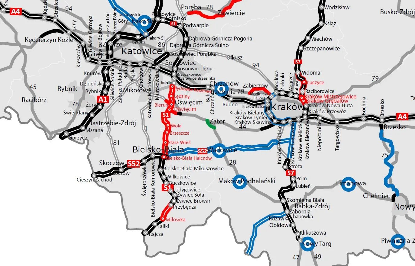 Brakujące odcinki S1 w woj. śląskim