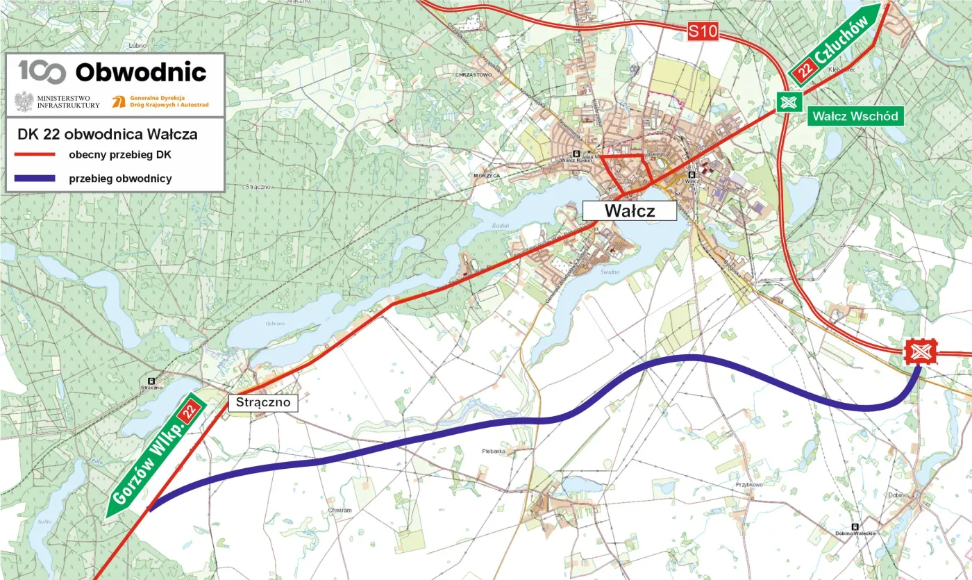 Plan obwodnicy Wałcza w ciągu DK22
