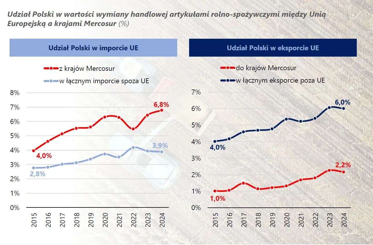Udział Polski w handlu z Mercosur