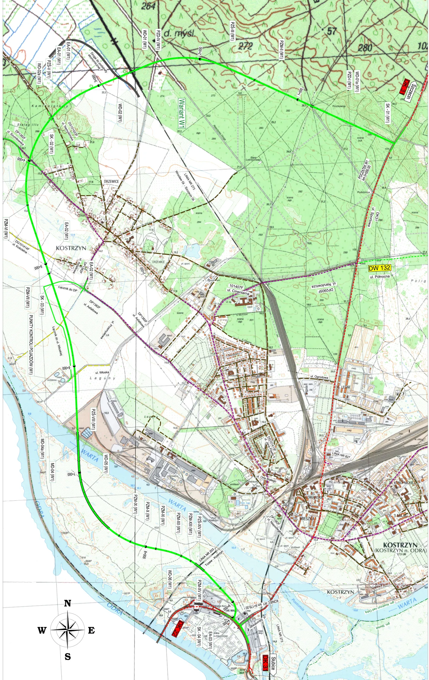 Obwodnica Kostrzyna nad Odrą - mapa
