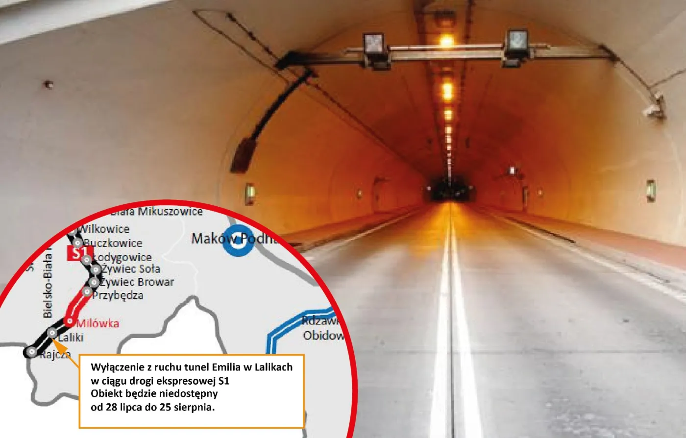 Zmiana terminu zamknięcia tunelu na S1. Co czeka kierowców? [MAPA]