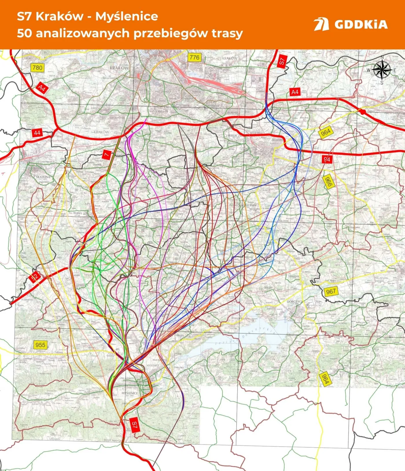 Warianty S7 na południe od Krakowa