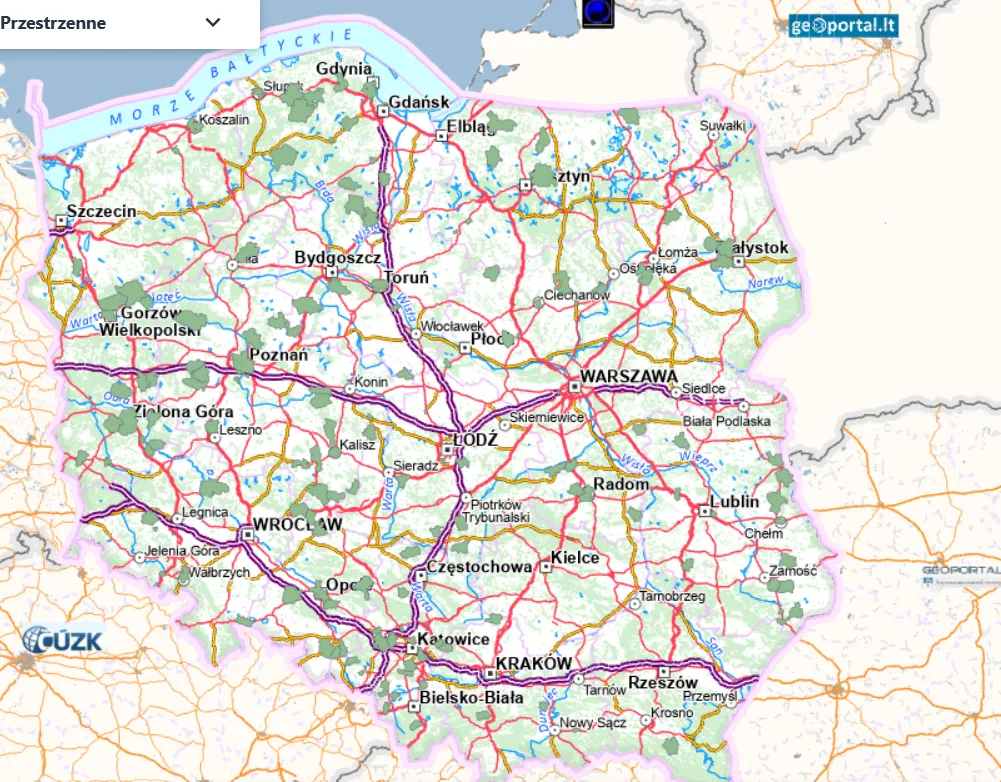 Mapa z zaznaczonymi - kolorem zielonym - gminami, które uchwaliły plan ogólny