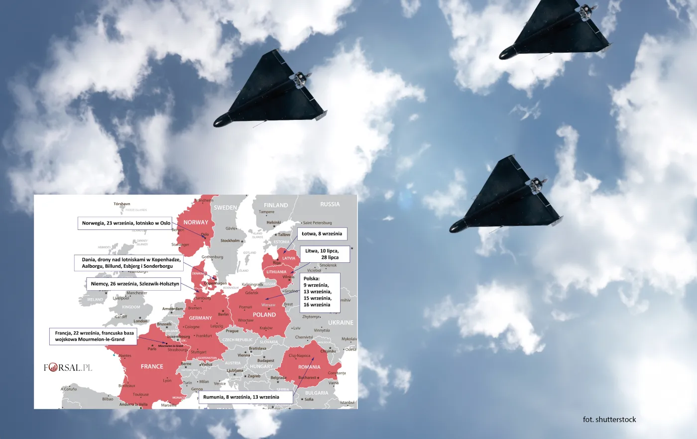 Podejrzane drony nad Europą. Zobacz, gdzie się pojawiły [MAPA]