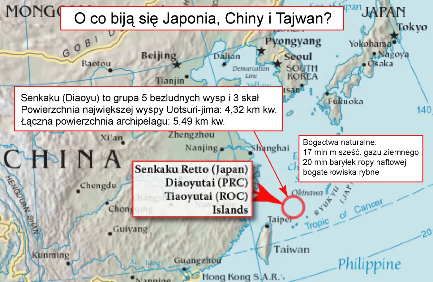 O co biją się Japonia, Chiny i Tajwan?